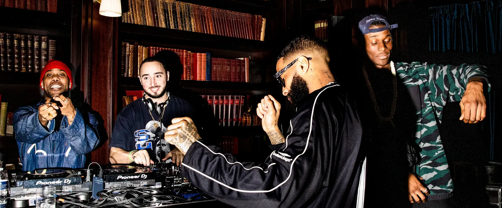 GQ Super Bowl Party, DJ set in a library lounge